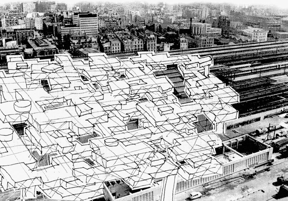 Paris railway stations, development covering the railway lines, 1964, Foto: Yona Friedman,courtesy Marianne Homiridis