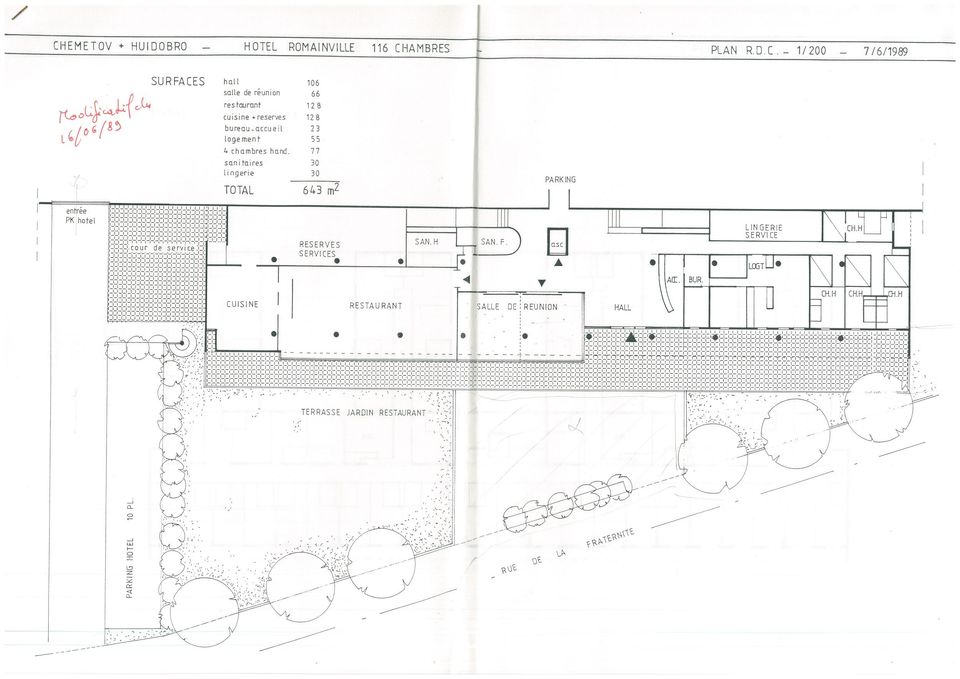 Plan des Erdgeschoßes (Gemeindearchiv Romainville, Karton 114w4)